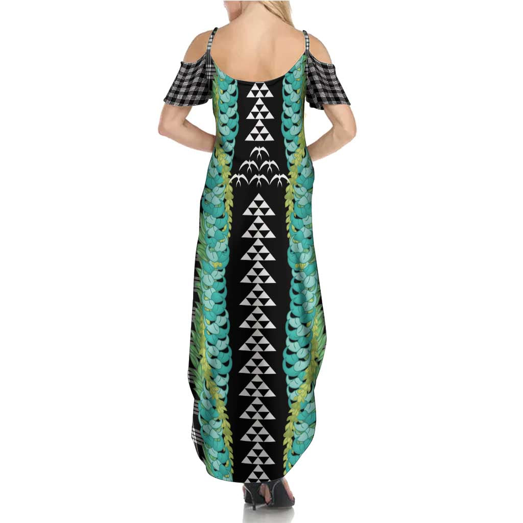 Black Palaka Hawaii Iwa Bird Summer Maxi Dress Hawaiian Kakau Jade Vine Lei - Polynesian Pride