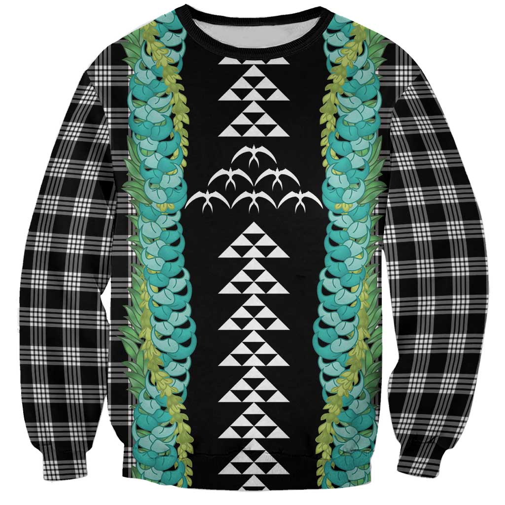 Black Palaka Hawaii Iwa Bird Sweatshirt Hawaiian Kakau Jade Vine Lei LT14 Unisex Black - Polynesian Pride