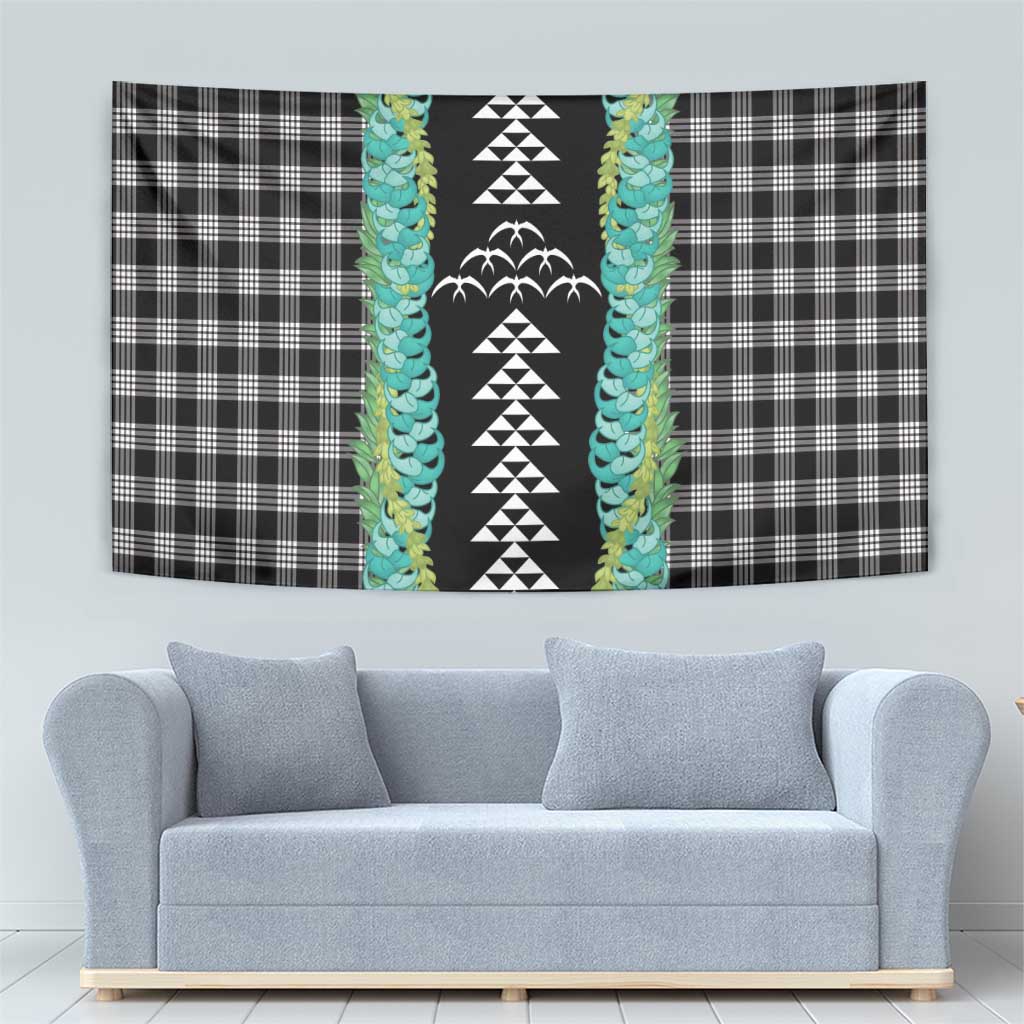 Black Palaka Hawaii Iwa Bird Tapestry Hawaiian Kakau Jade Vine Lei - Polynesian Pride