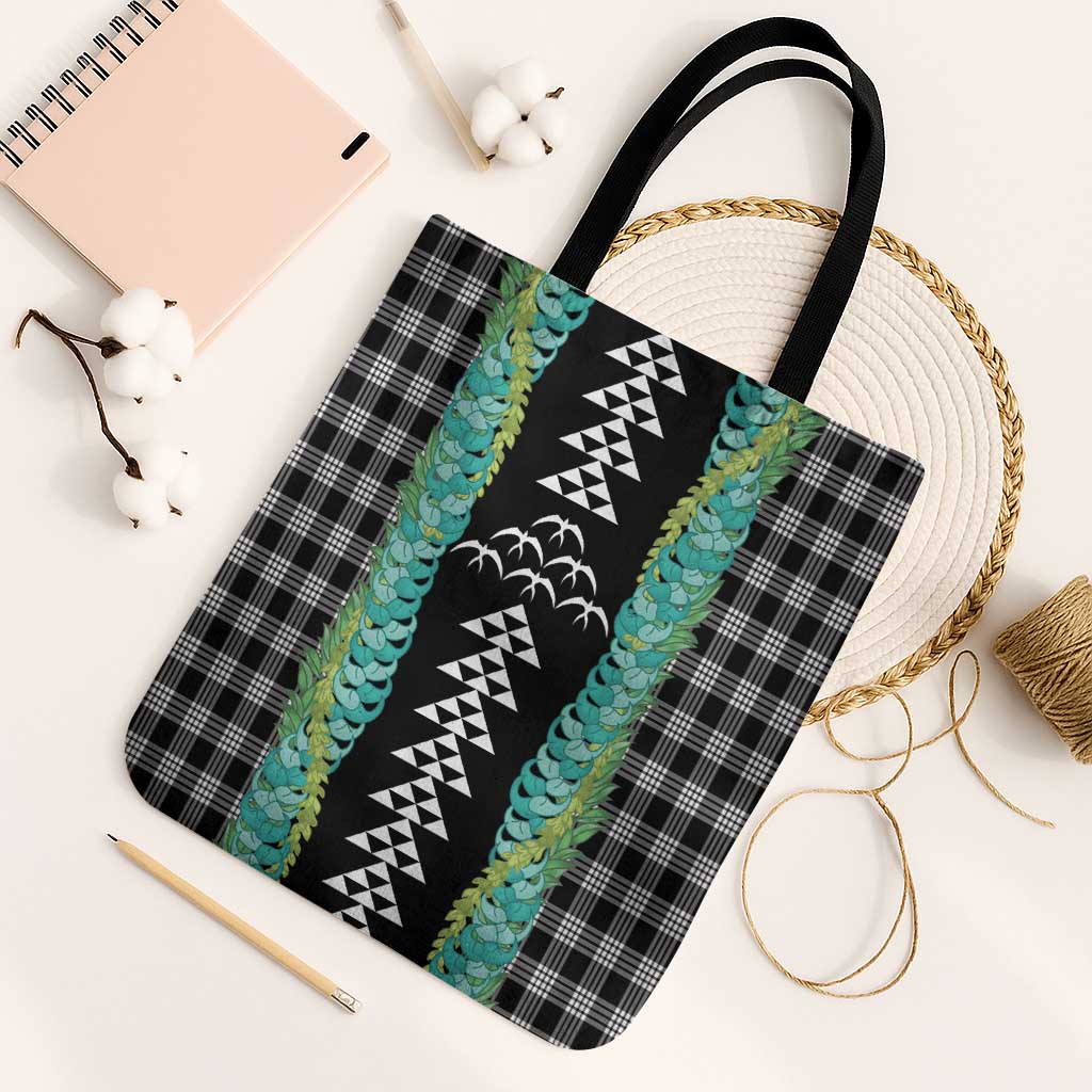 Black Palaka Hawaii Iwa Bird Tote Bag Hawaiian Kakau Jade Vine Lei LT14 Black Strap One Size Black - Polynesian Pride
