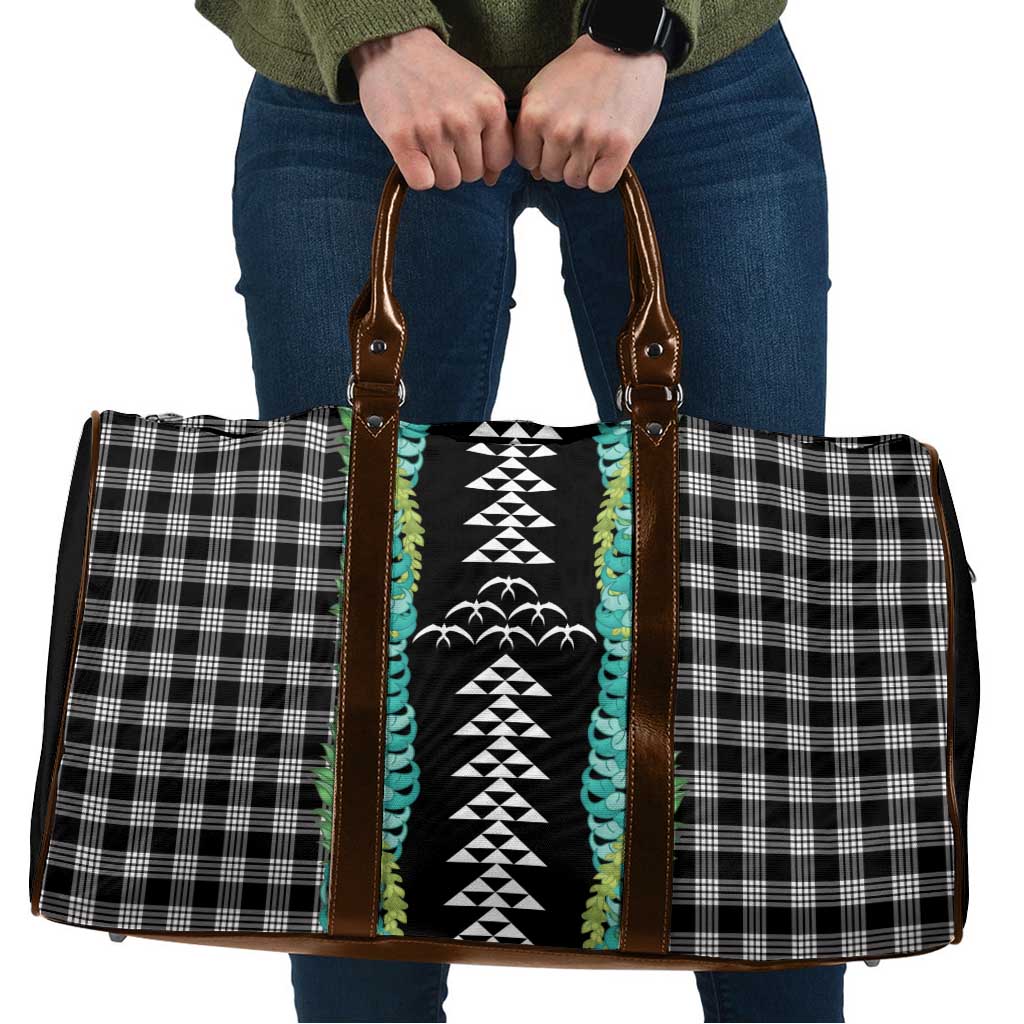Black Palaka Hawaii Iwa Bird Travel Bag Hawaiian Kakau Jade Vine Lei - Polynesian Pride