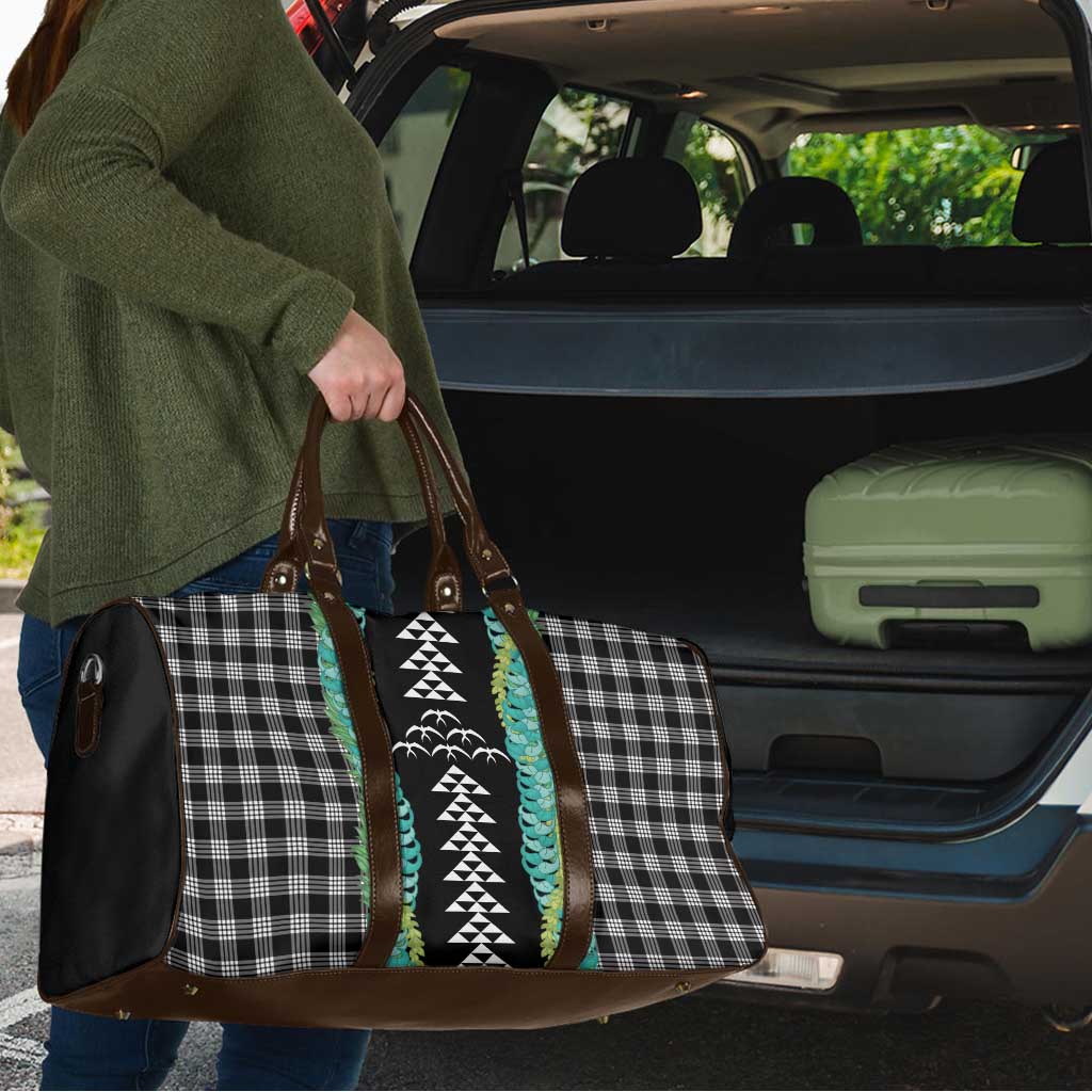 Black Palaka Hawaii Iwa Bird Travel Bag Hawaiian Kakau Jade Vine Lei - Polynesian Pride