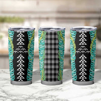 Black Palaka Hawaii Iwa Bird Tumbler Cup Hawaiian Kakau Jade Vine Lei - Polynesian Pride