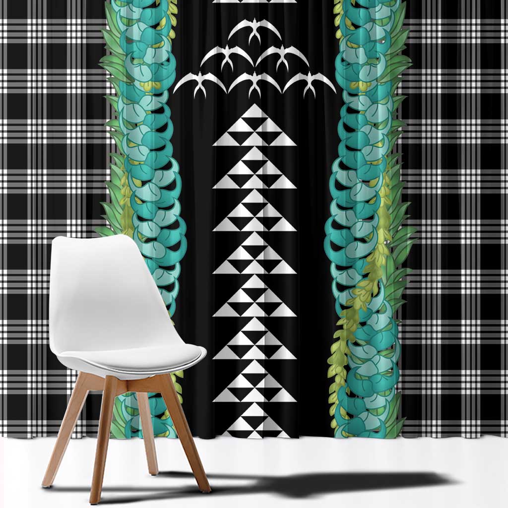 Black Palaka Hawaii Iwa Bird Window Curtain Hawaiian Kakau Jade Vine Lei - Polynesian Pride