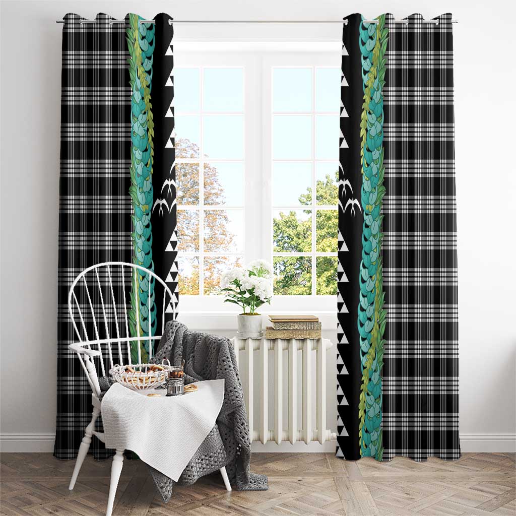 Black Palaka Hawaii Iwa Bird Window Curtain Hawaiian Kakau Jade Vine Lei - Polynesian Pride