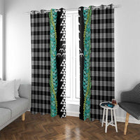 Black Palaka Hawaii Iwa Bird Window Curtain Hawaiian Kakau Jade Vine Lei - Polynesian Pride