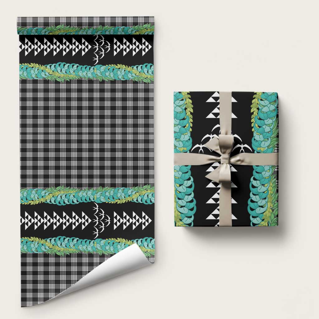 Black Palaka Hawaii Iwa Bird Wrapping Paper Hawaiian Kakau Jade Vine Lei LT14 58" × 23" Black - Polynesian Pride