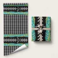Black Palaka Hawaii Iwa Bird Wrapping Paper Hawaiian Kakau Jade Vine Lei - Polynesian Pride