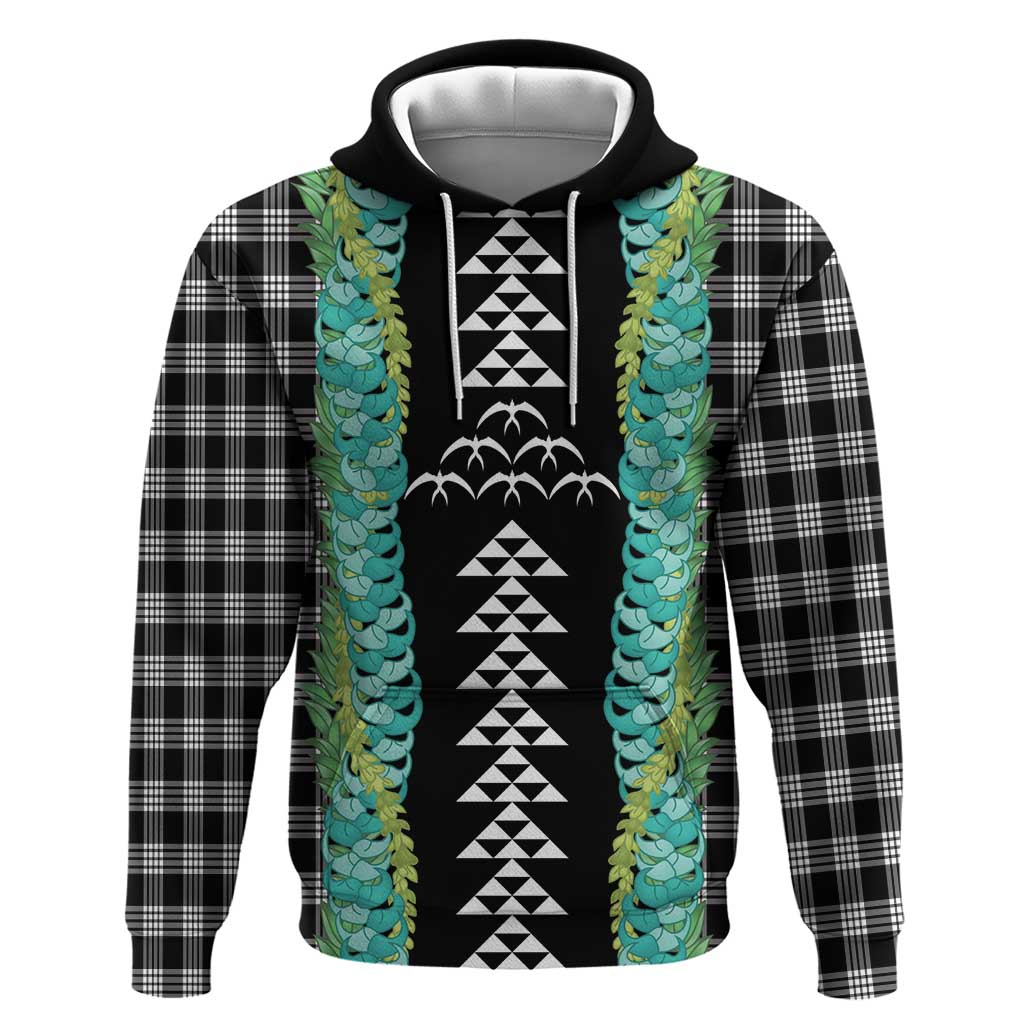 Black Palaka Hawaii Iwa Bird Zip Hoodie Hawaiian Kakau Jade Vine Lei - Polynesian Pride