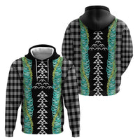 Black Palaka Hawaii Iwa Bird Zip Hoodie Hawaiian Kakau Jade Vine Lei - Polynesian Pride