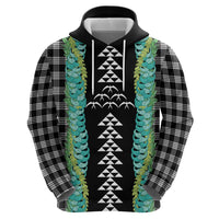 Black Palaka Hawaii Iwa Bird Zip Hoodie Hawaiian Kakau Jade Vine Lei - Polynesian Pride