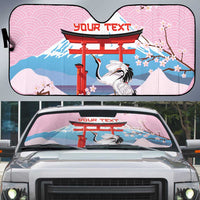 Japanese Torii Gate Cranes Personalised Auto Sun Shade Fuji Mount Sakura Seigaiha Pattern