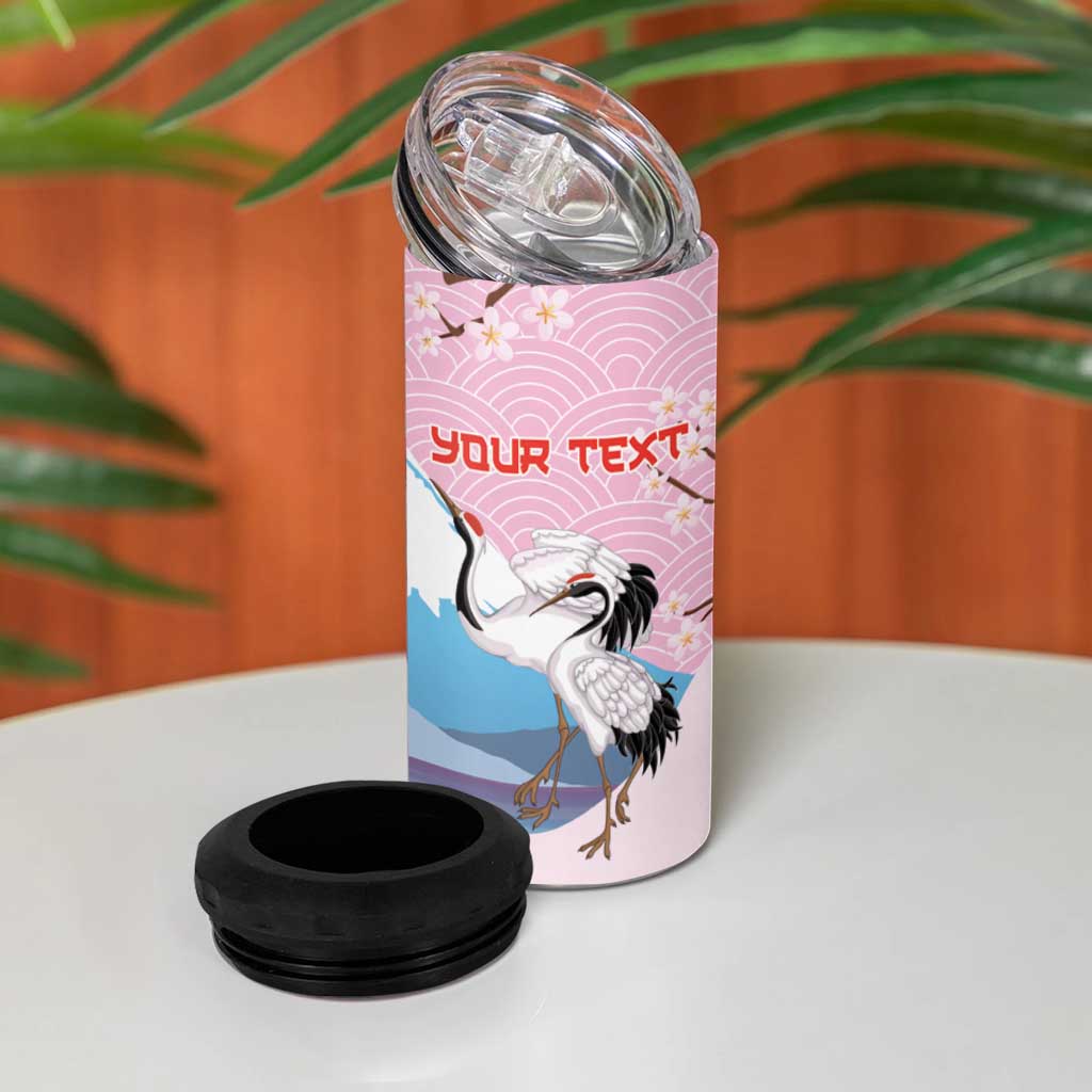 Japanese Torii Gate Cranes Personalised 4 in 1 Can Cooler Tumbler Fuji Mount Sakura Seigaiha Pattern