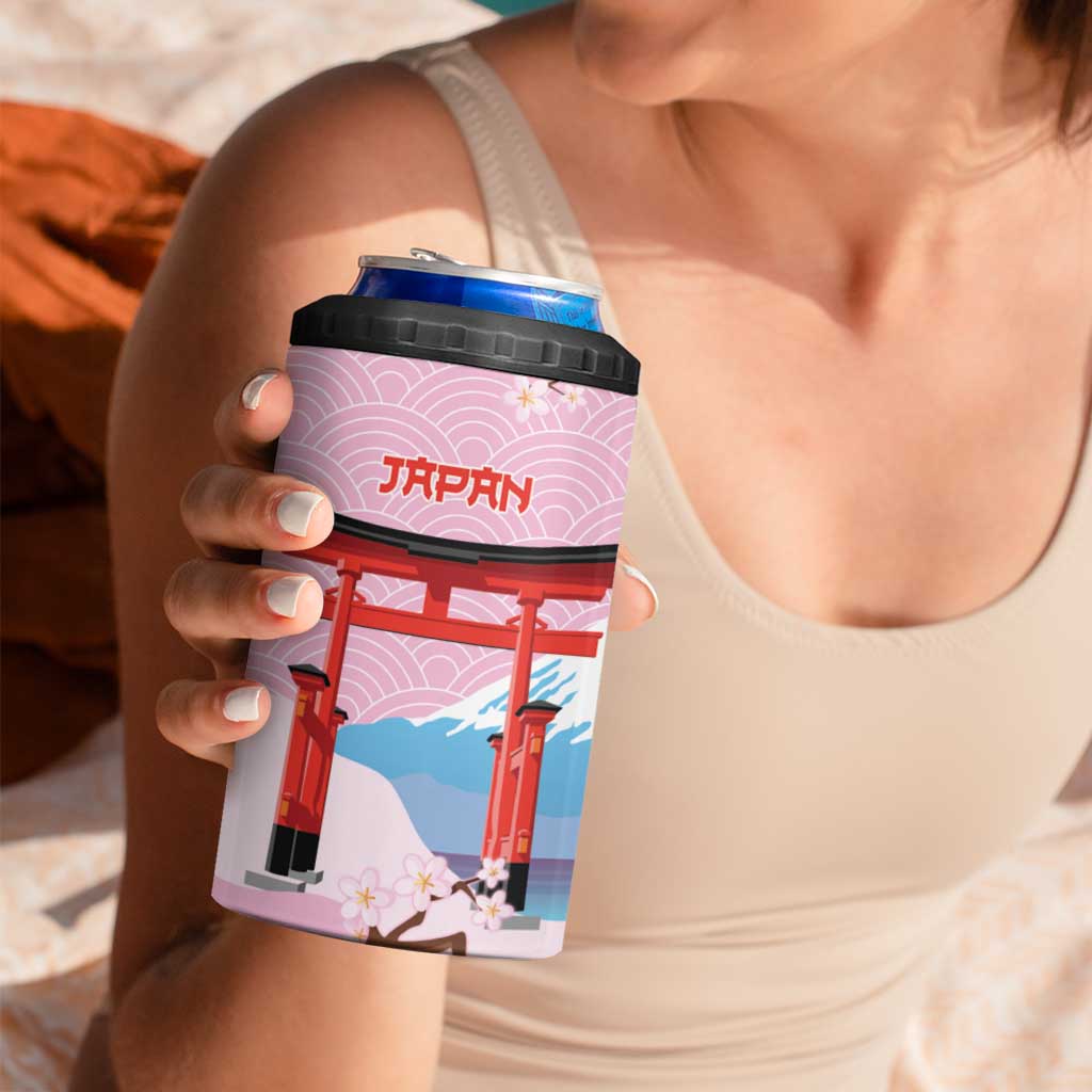 Japanese Torii Gate Cranes Personalised 4 in 1 Can Cooler Tumbler Fuji Mount Sakura Seigaiha Pattern