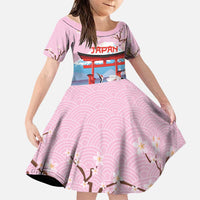 Japanese Torii Gate Cranes Personalised Family Matching Long Sleeve Bodycon Dress and Hawaiian Shirt Fuji Mount Sakura Seigaiha Pattern
