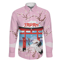 Japanese Torii Gate Cranes Personalised Family Matching Long Sleeve Bodycon Dress and Hawaiian Shirt Fuji Mount Sakura Seigaiha Pattern
