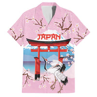 Japanese Torii Gate Cranes Personalised Family Matching Off The Shoulder Long Sleeve Dress and Hawaiian Shirt Fuji Mount Sakura Seigaiha Pattern