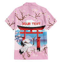 Japanese Torii Gate Cranes Personalised Family Matching Off Shoulder Maxi Dress and Hawaiian Shirt Fuji Mount Sakura Seigaiha Pattern