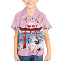 Japanese Torii Gate Cranes Personalised Family Matching Tank Maxi Dress and Hawaiian Shirt Fuji Mount Sakura Seigaiha Pattern
