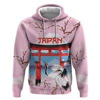 Japanese Torii Gate Cranes Personalised Hoodie Fuji Mount Sakura Seigaiha Pattern