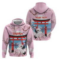 Japanese Torii Gate Cranes Personalised Hoodie Fuji Mount Sakura Seigaiha Pattern