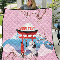 Japanese Torii Gate Cranes Personalised Quilt Fuji Mount Sakura Seigaiha Pattern