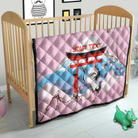 Japanese Torii Gate Cranes Personalised Quilt Fuji Mount Sakura Seigaiha Pattern