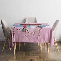 Japanese Torii Gate Cranes Personalised Tablecloth Fuji Mount Sakura Seigaiha Pattern