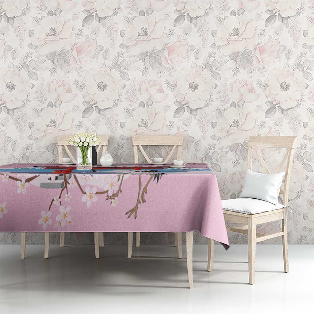 Japanese Torii Gate Cranes Personalised Tablecloth Fuji Mount Sakura Seigaiha Pattern