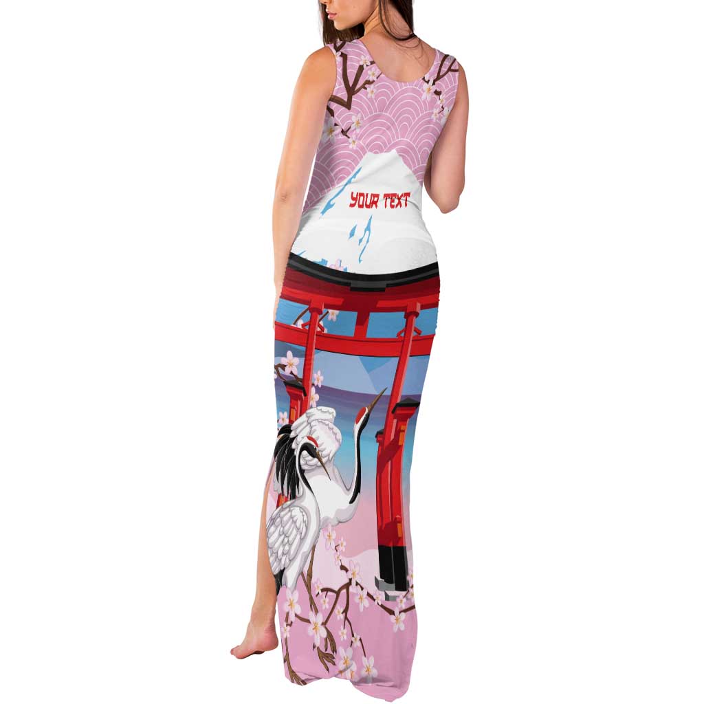 Japanese Torii Gate Cranes Personalised Tank Maxi Dress Fuji Mount Sakura Seigaiha Pattern