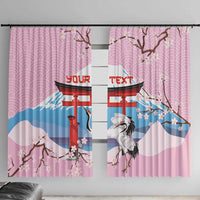 Japanese Torii Gate Cranes Personalised Window Curtain Fuji Mount Sakura Seigaiha Pattern