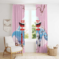 Japanese Torii Gate Cranes Personalised Window Curtain Fuji Mount Sakura Seigaiha Pattern