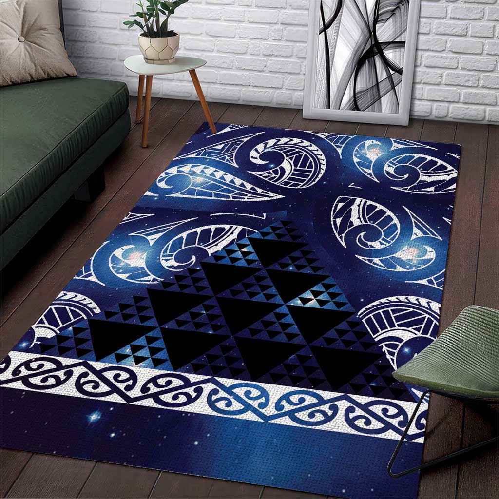 Matariki New Zealand Area Rug NZ Niho Taniwha Maori New Year Blue Galaxy LT14 Blue - Polynesian Pride