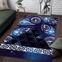 Matariki New Zealand Area Rug NZ Niho Taniwha Maori New Year Blue Galaxy LT14 Blue - Polynesian Pride
