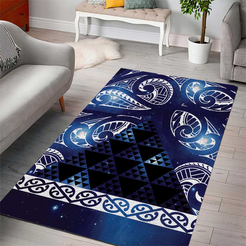 Matariki New Zealand Area Rug NZ Niho Taniwha Maori New Year Blue Galaxy LT14 - Polynesian Pride