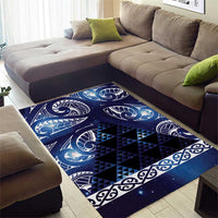 Matariki New Zealand Area Rug NZ Niho Taniwha Maori New Year Blue Galaxy LT14 - Polynesian Pride