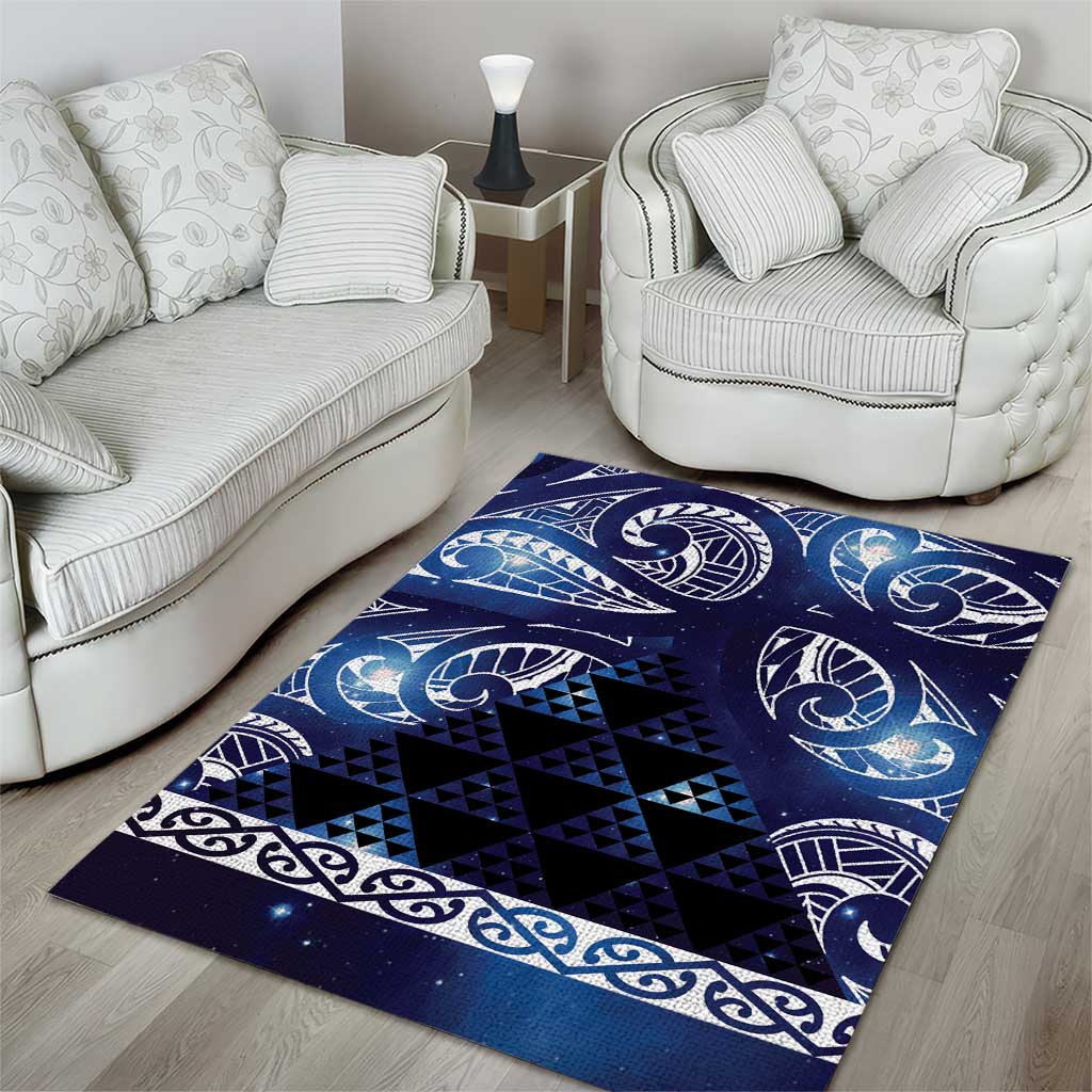 Matariki New Zealand Area Rug NZ Niho Taniwha Maori New Year Blue Galaxy LT14 - Polynesian Pride