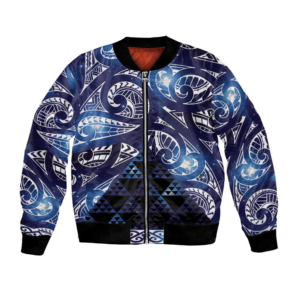Matariki New Zealand Bomber Jacket NZ Niho Taniwha Maori New Year Blue Galaxy LT14 Unisex Blue - Polynesian Pride
