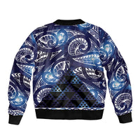 Matariki New Zealand Bomber Jacket NZ Niho Taniwha Maori New Year Blue Galaxy LT14 - Polynesian Pride