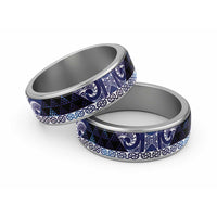 Matariki New Zealand Classic Ring NZ Niho Taniwha Maori New Year Blue Galaxy LT14 Sliver Blue - Polynesian Pride