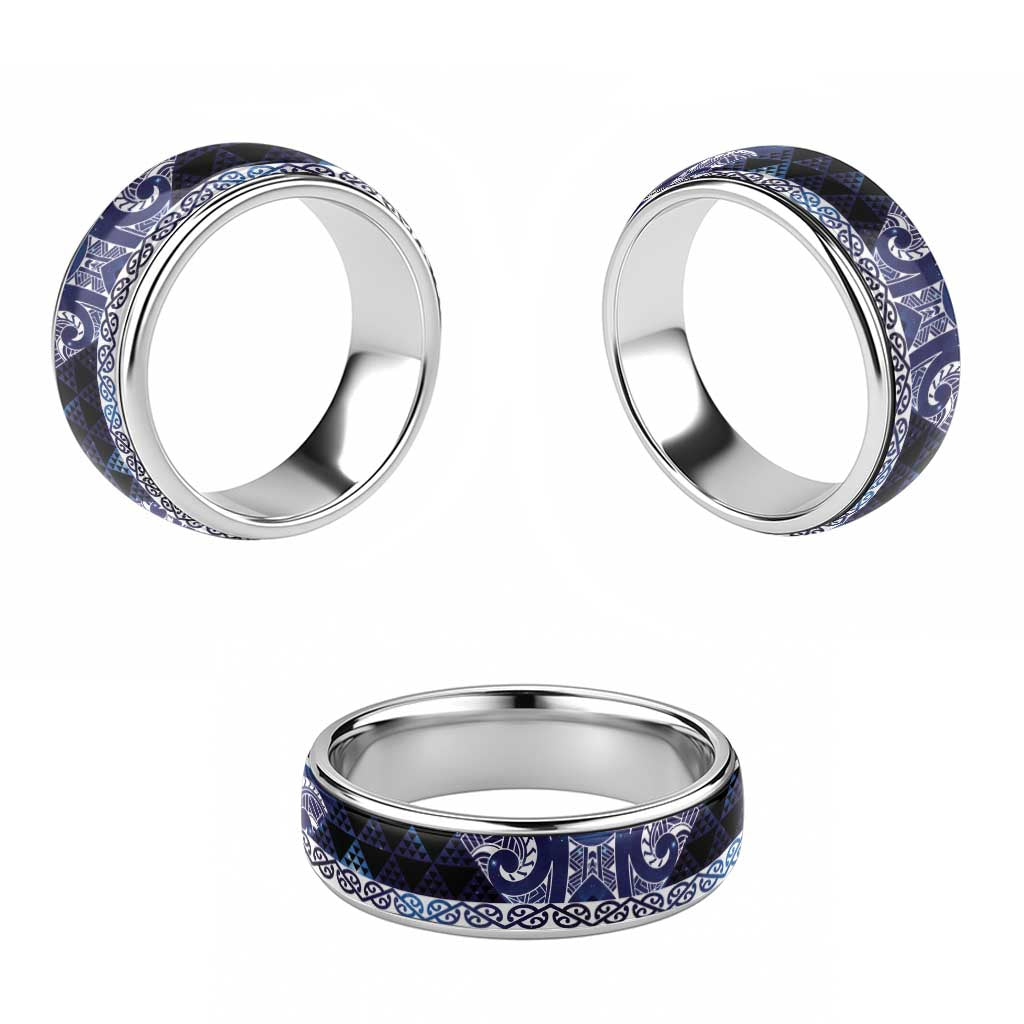 Matariki New Zealand Classic Ring NZ Niho Taniwha Maori New Year Blue Galaxy LT14 - Polynesian Pride