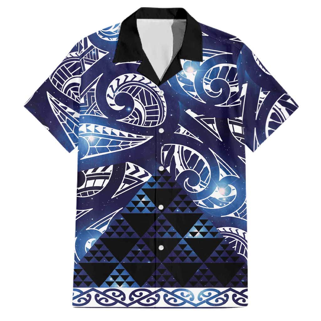 Matariki New Zealand Family Matching Long Sleeve Bodycon Dress and Hawaiian Shirt NZ Niho Taniwha Maori New Year Blue Galaxy LT14 Dad's Shirt - Short Sleeve Blue - Polynesian Pride