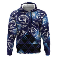 Matariki New Zealand Hoodie NZ Niho Taniwha Maori New Year Blue Galaxy LT14 Pullover Hoodie Blue - Polynesian Pride