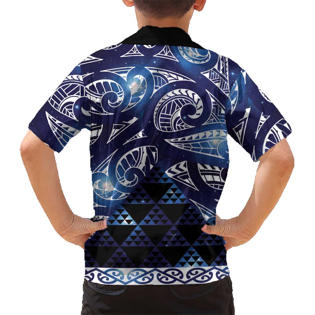 Matariki New Zealand Kid Hawaiian Shirt NZ Niho Taniwha Maori New Year Blue Galaxy LT14 - Polynesian Pride