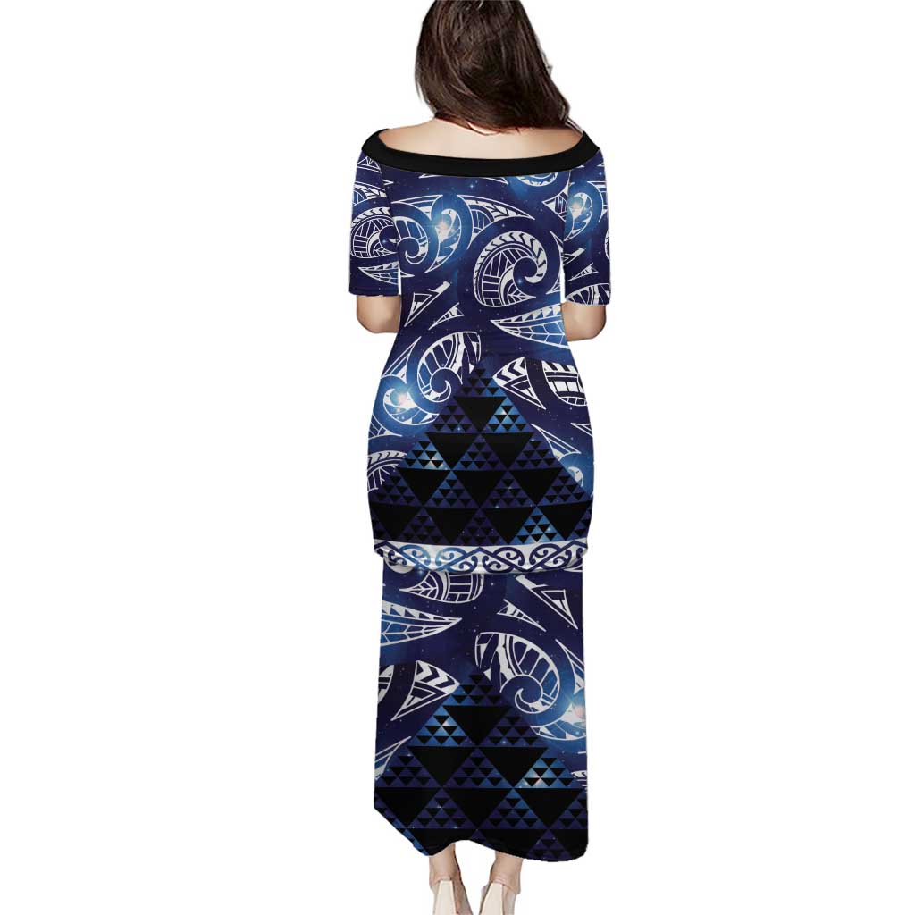 Matariki New Zealand Puletasi NZ Niho Taniwha Maori New Year Blue Galaxy LT14 - Polynesian Pride
