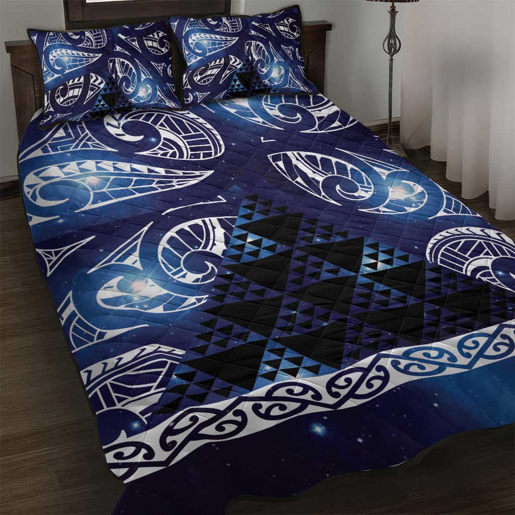 Matariki New Zealand Quilt Bed Set NZ Niho Taniwha Maori New Year Blue Galaxy