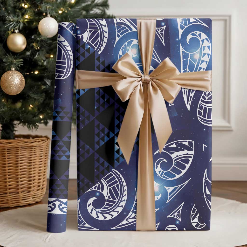 Matariki New Zealand Wrapping Paper NZ Niho Taniwha Maori New Year Blue Galaxy LT14 - Polynesian Pride