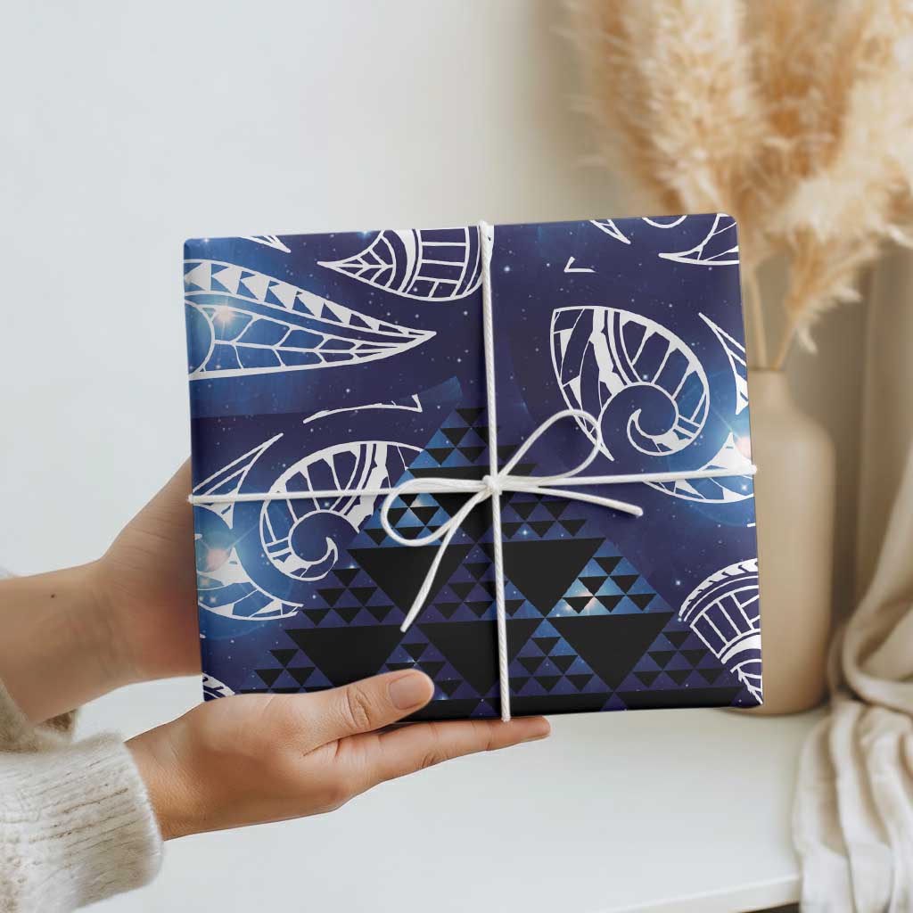 Matariki New Zealand Wrapping Paper NZ Niho Taniwha Maori New Year Blue Galaxy LT14 - Polynesian Pride