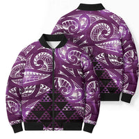 Matariki New Zealand Bomber Puffer Jacket NZ Niho Taniwha Maori New Year Purple Galaxy LT14 - Polynesian Pride