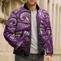 Matariki New Zealand Bomber Puffer Jacket NZ Niho Taniwha Maori New Year Purple Galaxy LT14 - Polynesian Pride